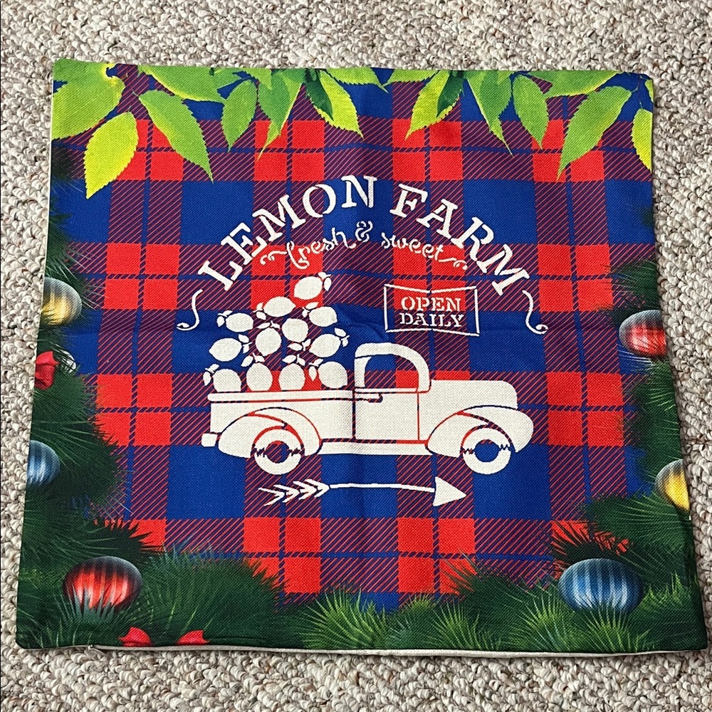 *Festive Plaid Pillow Cover